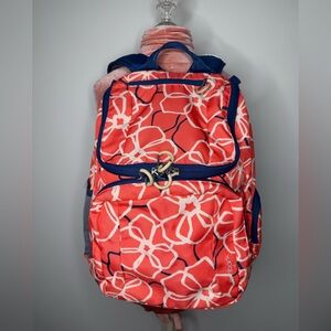 Embark Coral Floral Backpack with Navy Accents